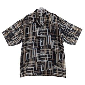 Gachu By KBB Button Up Men's Short Sleeve Shirt Abstract Preppy Polyester Size L